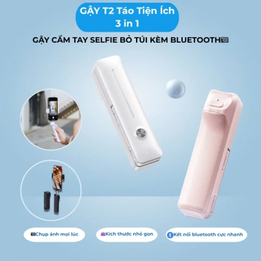 Gậy Selfie Mini T2 Bluetooth 3in1 - Đèn Trợ Sáng, Gập Nhỏ Gọn, Giá chỉ 99.000₫