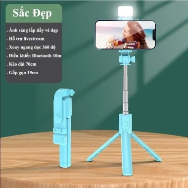 Gậy Selfie R1S 3 Chân 10m Bluetooth Đèn LED Livestream - Điều Khiển Từ Xa, Giá 72.500₫ 8