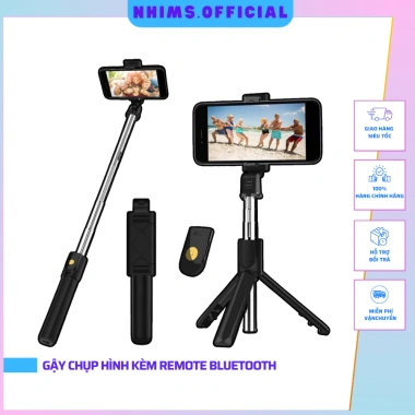 Gậy Selfie Remote và Tripod 3 Chân, Đèn LED Trợ Sáng - Giá 55k Giảm Đặc Biệt
