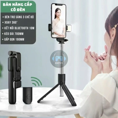 Gậy Selfie Tripod 3 chân Bluetooth 70cm nhựa ABS và inox, remote điều khiển 2 Gậy Selfie Tripod 3 chân Bluetooth 70cm nhựa ABS và inox, remote điều khiển 2
