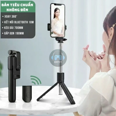 Gậy Selfie Tripod 3 chân Bluetooth 70cm nhựa ABS và inox, remote điều khiển