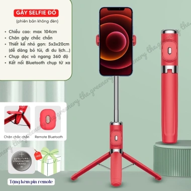 Gậy Selfie Tripod Đa Năng Bluetooth Remote, Chân Đế Hợp Kim Kẽm Bền, Giá 265k