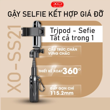 Gậy Selfie Tripod SS21 XO Bluetooth 4 chân gấp gọn, giá 324.000đ 2 Gậy Selfie Tripod SS21 XO Bluetooth 4 chân gấp gọn, giá 324.000đ 2