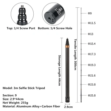 Gậy Selfie Vô Hình 1.2-3M cho Insta360 X5 X4 X3 X2 & DJI – Bullet Time, Độ Dài Linh Hoạt 8 Gậy Selfie Vô Hình 1.2-3M cho Insta360 X5 X4 X3 X2 & DJI – Bullet Time, Độ Dài Linh Hoạt 8