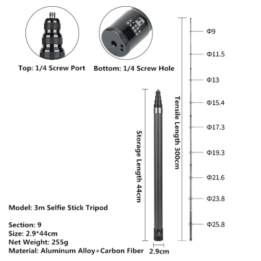 Gậy Selfie Vô Hình 1.2-3M cho Insta360 X5 X4 X3 X2 & DJI – Bullet Time, Độ Dài Linh Hoạt 9 Gậy Selfie Vô Hình 1.2-3M cho Insta360 X5 X4 X3 X2 & DJI – Bullet Time, Độ Dài Linh Hoạt 9