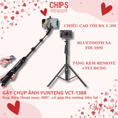 Gậy Selfie Yunteng VCT-1.388 – Tripod Bluetooth, Quay Video Từ Xa, Điện Thoại & Máy Ảnh, 259k