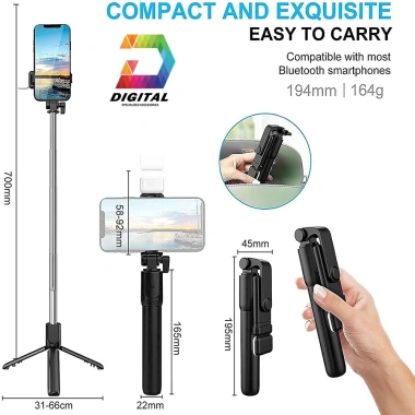 Gậy Tripod 3 Chân R1S Selfie Stick Bluetooth Đèn Trợ Sáng - Giá 135k Giảm Giá 5 Gậy Tripod 3 Chân R1S Selfie Stick Bluetooth Đèn Trợ Sáng - Giá 135k Giảm Giá 5