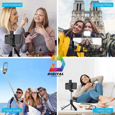 Gậy Tripod 3 Chân R1S Selfie Stick Bluetooth Đèn Trợ Sáng - Giá 135k Giảm Giá