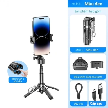 Gậy Tự Chụp Bluetooth P15 Mini 3 trong 1, 4 chân, xoay 360, điều khiển từ xa - 109k