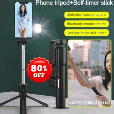 Gậy tự sướng Bluetooth 3 chân có đèn LED, điều khiển xa, xoay đa góc - 49.470₫