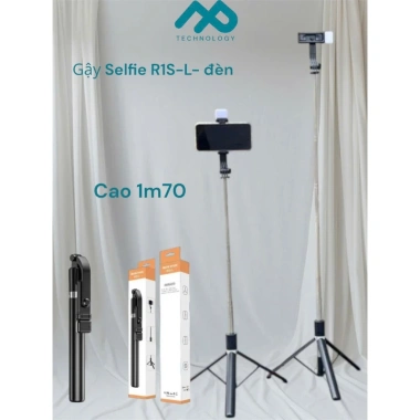 Gậy tự sướng Bluetooth R1S-L 1.7m Đèn tripod 3 chân gọn 29cm Giá ưu đãi 140k