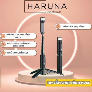 Gậy tự sướng M08S 3 chân gấp gọn 23-80cm remote và đèn trợ sáng, giá 139.000₫