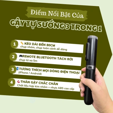 Gậy Tự Sướng M08S HULAKO Bluetooth Tripod 80cm Gấp Gọn Đèn Trợ Sáng Cao Cấp