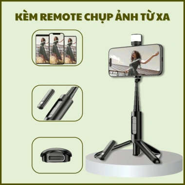 Gậy Tự Sướng M08S HULAKO Bluetooth Tripod 80cm Gấp Gọn Đèn Trợ Sáng Cao Cấp
