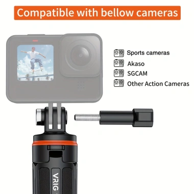 Gậy tự sướng VRIG TP-08 chân máy mở rộng - Tương thích Insta360 X3, GoPro, DJI Osmo Action - Đen 6