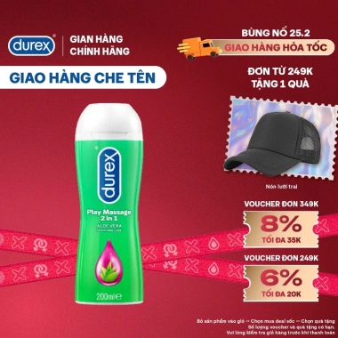 Gel bôi trơn Durex Play Massage 200ml gốc nước, mượt không dính, 257.000₫