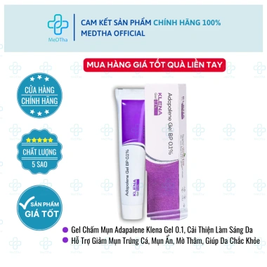 Gel Chấm Mụn Adapalene Klena - Giảm mụn trứng cá, mụn ẩn, mờ thâm, sáng da 175k