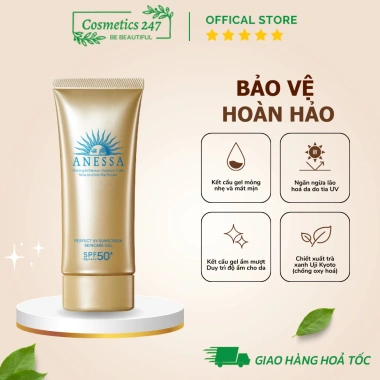 Gel Chống Nắng Anessa Perfect UV SPF50+ PA++++ 90g – Dưỡng Da Không Nhờn, Giá Giảm 429.000₫
