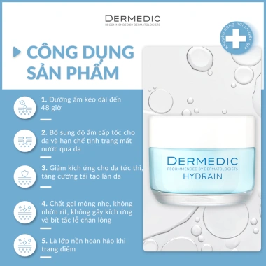 Gel Dưỡng ẩm HA Dermedic Hydrain 48h - Hydrating Cream Gel 50g Giá 826.810₫ 3