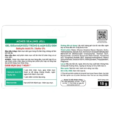 Gel giảm mụn đầu trắng & đầu đen Acnes Sealing Jell Rohto 18g - Giá 100.000đ