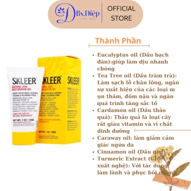 Gel giảm viêm SKLEER Natural Skin Restoration 30ml-75ml, phục hồi da, giảm mụn, 390.000 VND