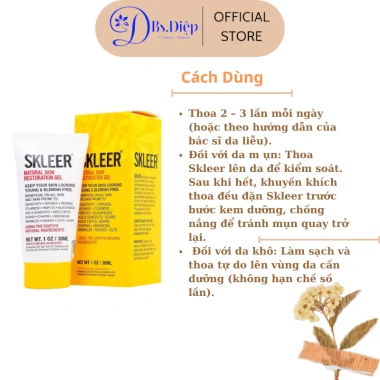 Gel giảm viêm SKLEER Natural Skin Restoration 30ml-75ml, phục hồi da, giảm mụn, 390.000 VND