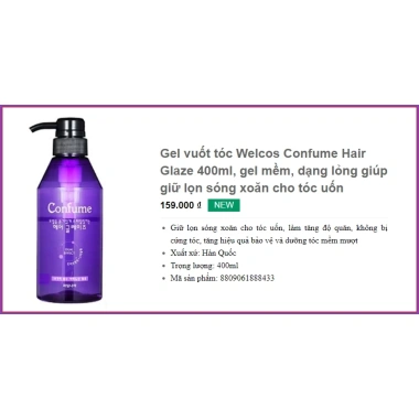 Gel giữ nếp tạo kiểu tóc xoăn Confume 400ml Hàn Quốc - Hàng chính hãng, giá 37.5k 2