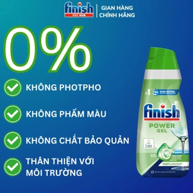 Gel rửa bát FINISH Eco 0% Max 650-1.000ml - tẩy rửa máy rửa chén chính hãng, 185.000đ
