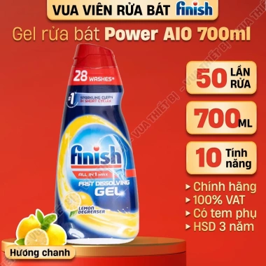 Gel rửa bát FINISH Eco 0% Max 650-1.000ml - tẩy rửa máy rửa chén chính hãng, 185.000đ