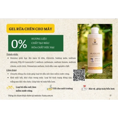 Gel rửa chén máy 500ml Fuwa3e Xanhsam Organic – Giảm 20% sạch bền, không bọt 6
