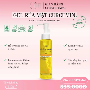 Gel rửa mặt Curcumin Fificosmetic 180g - Làm sạch sâu, dưỡng da sáng, giá 336k
