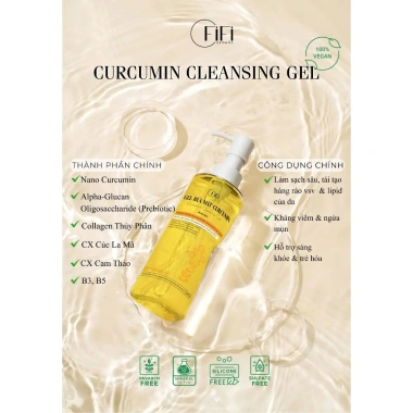 Gel rửa mặt Curcumin Fificosmetic 180g - Làm sạch sâu, dưỡng da sáng, giá 336k