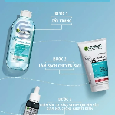 Gel rửa mặt Garnier Nga 3in1 Tẩy tế bào chết & làm trắng da 150ml - Giá 98.500₫