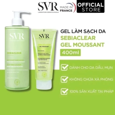 Gel Rửa Mặt SVR Sebiaclear Gel Moussant 200-400ml - Kiểm Soát Dầu, Ngừa Mụn, Giá 150k