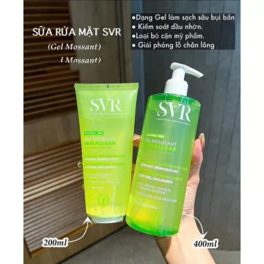 Gel Rửa Mặt SVR Sebiaclear Gel Moussant 200-400ml - Kiểm Soát Dầu, Ngừa Mụn, Giá 150k