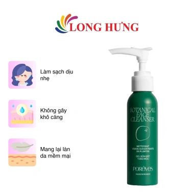 Gel rửa mặt thảo mộc Porêves Botanical 50ml - Giá ưu đãi 149.000đ, làm sạch sâu, dưỡng ẩm