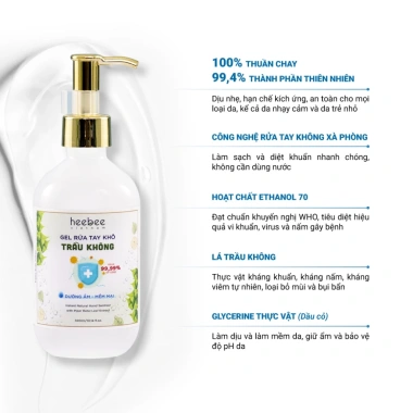 Gel Rửa Tay Khô Trầu Không Heebees 99.99% Diệt Khuẩn Khử Mùi Dưỡng Ẩm Mẹ Bé 65ml/300ml 88.000 VND 3
