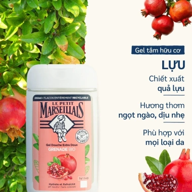 Gel tắm 92% hữu cơ Le Petit Marseillais 250ml - Dưỡng ẩm, da mềm mịn, giảm giá 169.000 dong