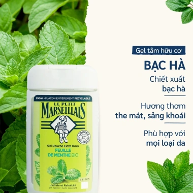 Gel tắm 92% hữu cơ Le Petit Marseillais 250ml - Dưỡng ẩm, da mềm mịn, giảm giá 169.000 dong