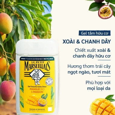 Gel tắm 92% hữu cơ Le Petit Marseillais 250ml - Dưỡng ẩm, da mềm mịn, giảm giá 169.000 dong 6 Gel tắm 92% hữu cơ Le Petit Marseillais 250ml - Dưỡng ẩm, da mềm mịn, giảm giá 169.000 dong 6