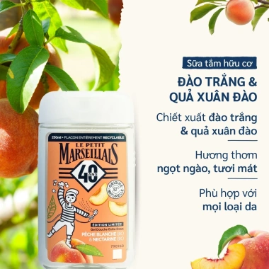 Gel tắm 92% hữu cơ Le Petit Marseillais 250ml - Dưỡng ẩm, da mềm mịn, giảm giá 169.000 dong