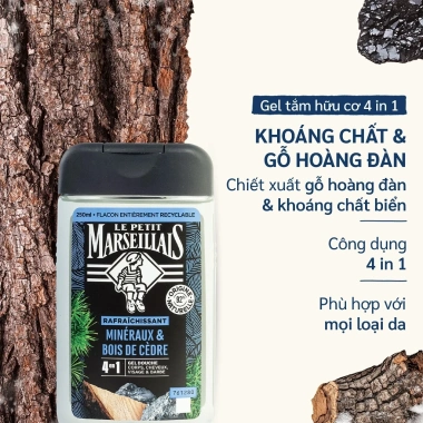 Gel tắm 92% hữu cơ Le Petit Marseillais 4 in 1 250ml - Giá chỉ 189.000đ