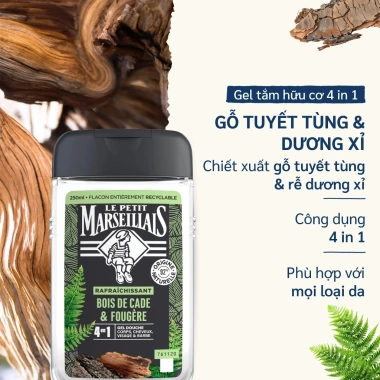 Gel tắm 92% hữu cơ Le Petit Marseillais 4 in 1 250ml - Giá chỉ 189.000đ