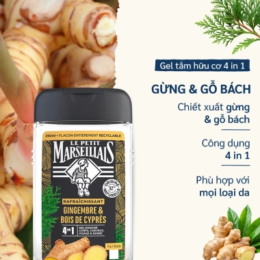 Gel tắm 92% hữu cơ Le Petit Marseillais 4 in 1 250ml - Giá chỉ 189.000đ