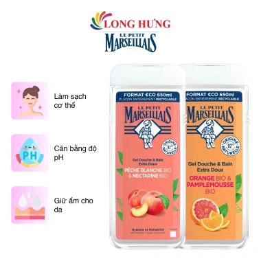 Gel tắm 92% hữu cơ Le Petit Marseillais 650ml - Dưỡng ẩm, giảm giá chỉ 289.000 dong