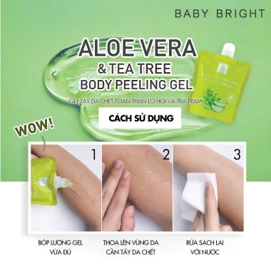 Gel tẩy da chết toàn thân Baby Bright Aloe Vera và Tea Tree 200ml - Giá ưu đãi 39.500₫, da mịn màng, sạch sâu
