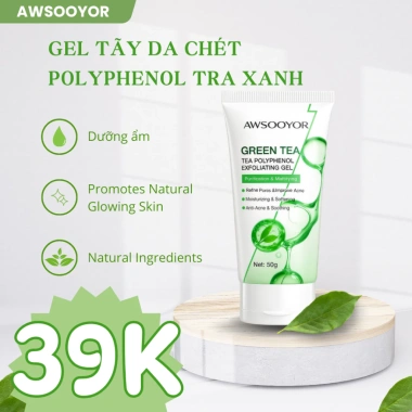 Gel Tẩy Tế Bào Chết Trà Xanh AWSOOYOR 29k - Kiểm Soát Nhờn Da Hỗn Hợp
