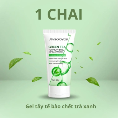 Gel Tẩy Tế Bào Chết Trà Xanh AWSOOYOR 29k - Kiểm Soát Nhờn Da Hỗn Hợp