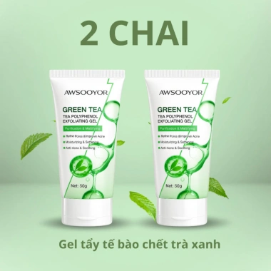 Gel Tẩy Tế Bào Chết Trà Xanh AWSOOYOR 29k - Kiểm Soát Nhờn Da Hỗn Hợp