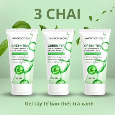 Gel Tẩy Tế Bào Chết Trà Xanh AWSOOYOR 29k - Kiểm Soát Nhờn Da Hỗn Hợp